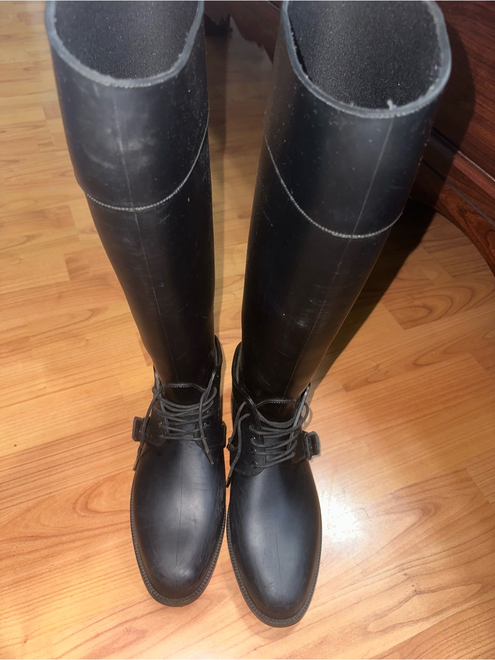 Givenchy Black Tall Lace-Up Rain Boots